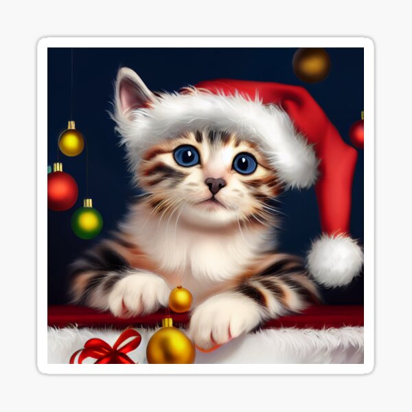 Christmas Kitten - Perfect For Animal Lovers Sticker