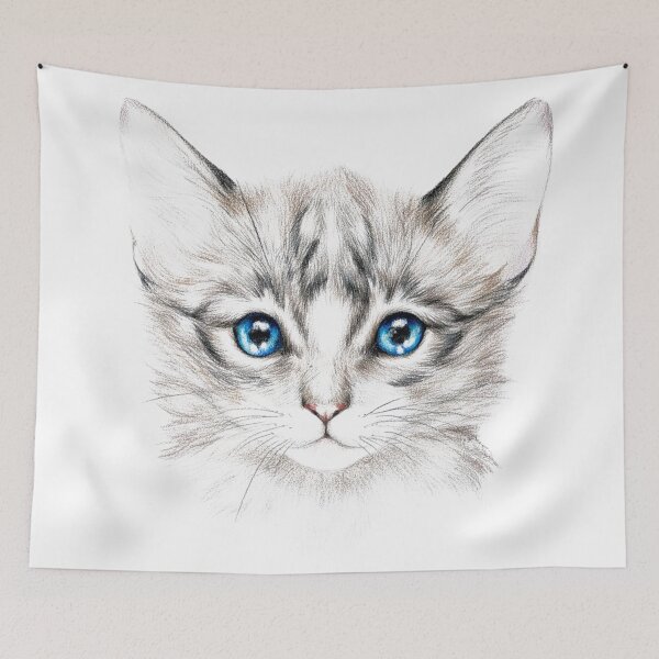 Item preview, Cat Drawing Painting Art, painted cat designed and sold by BlackDiamond96.