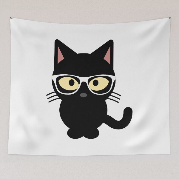 Item preview, Black cat with glasses designed and sold by Amadej.