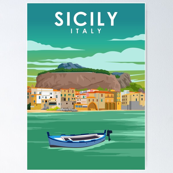 Item preview, Sicily Italy Palermo Vintage Minimal Travel Poster designed and sold by Stadify.