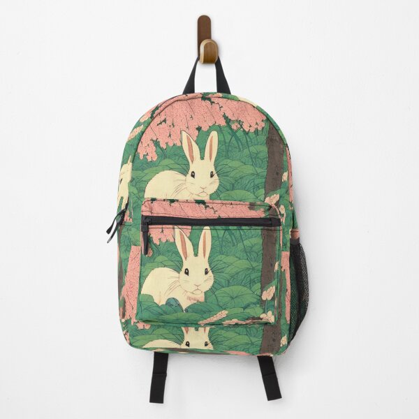 Item preview, White Cute Rabbit with Pink Flowers designed and sold by wigobun.