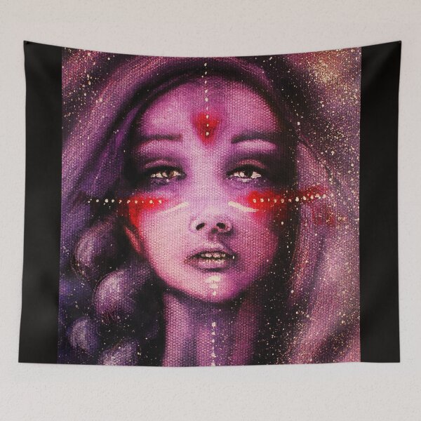 Item preview, Daughter of the Stars, oil on pink canvas designed and sold by Marie-Pierre Launay.