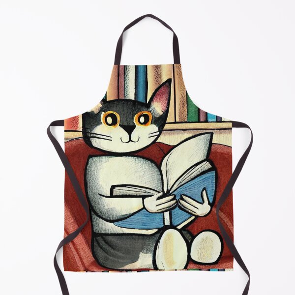 Item preview, Grey Cat Reading In The Library Illustration designed and sold by SubtleSplit.