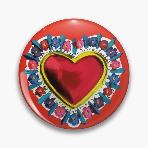 Item preview, Mexican red silver milagro sacred heart oaxaca tin folk art  designed and sold by T-Mex.