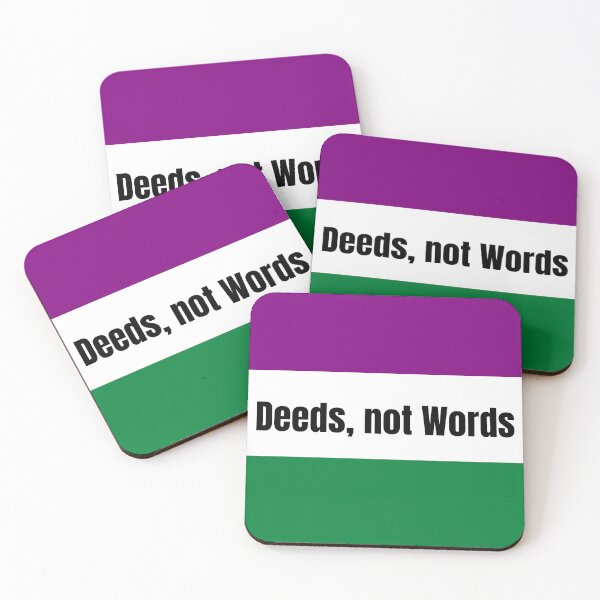 Item preview, Deeds, not word. Suffragettes, woman's rights, flag designed and sold by Teddybear-2021.