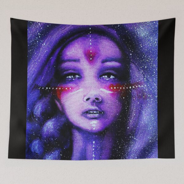Item preview, Daughter of the Stars, oil on blue canvas designed and sold by Marie-Pierre Launay.