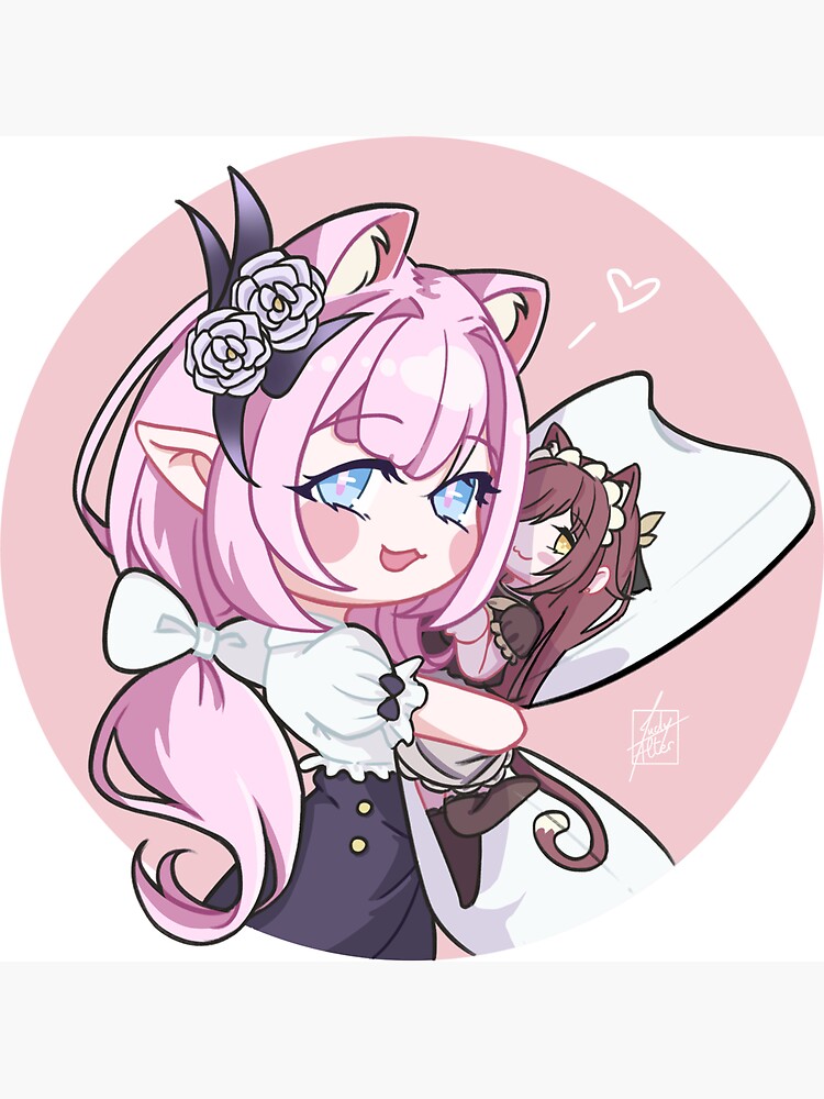 Honkai Impact 3rd Cute Catgirl Elysia Hugging Catgirl Eden Pillow Chibi Magnet