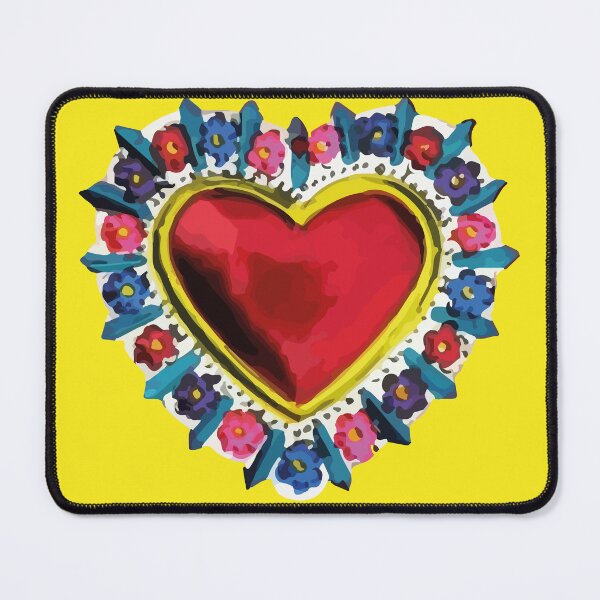 Item preview, Mexican yellow silver milagro sacred heart oaxaca tin folk art designed and sold by T-Mex.