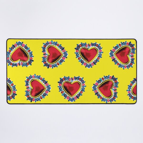 Item preview, Mexican yellow silver milagro sacred heart oaxaca tin folk art  designed and sold by T-Mex.