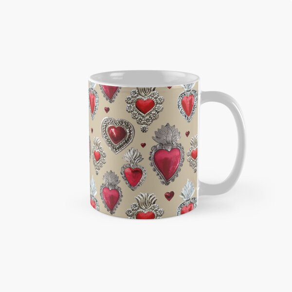 Item preview, Mexican milagrito vibrant red sacred heart silver oaxaca folk art elegant decoration designed and sold by T-Mex.