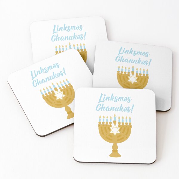 Item preview, Linksmos Chanukos. Happy Hanukkah - Lithuanian text. Lettering. designed and sold by pidzam4e.