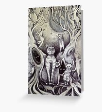 they danced under the light of the moon cat art Greeting Card