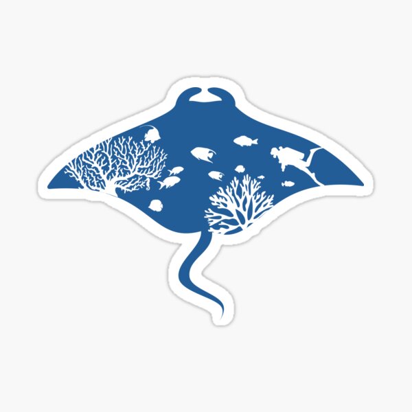 Diving with manta rays Sticker