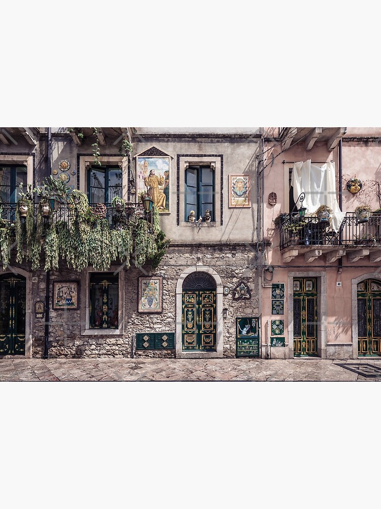 "Traditional Sicilian houses in Taormina" Poster for Sale by