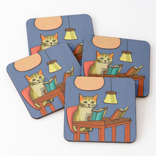 Item preview, Cat Studying In The Library Illustration  designed and sold by SubtleSplit.