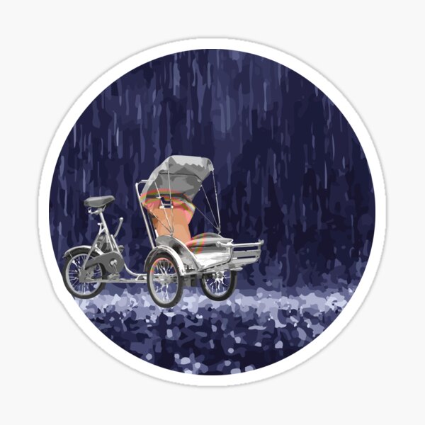 Cyclo in the Rain Vietnam Symbol Abstract Sticker