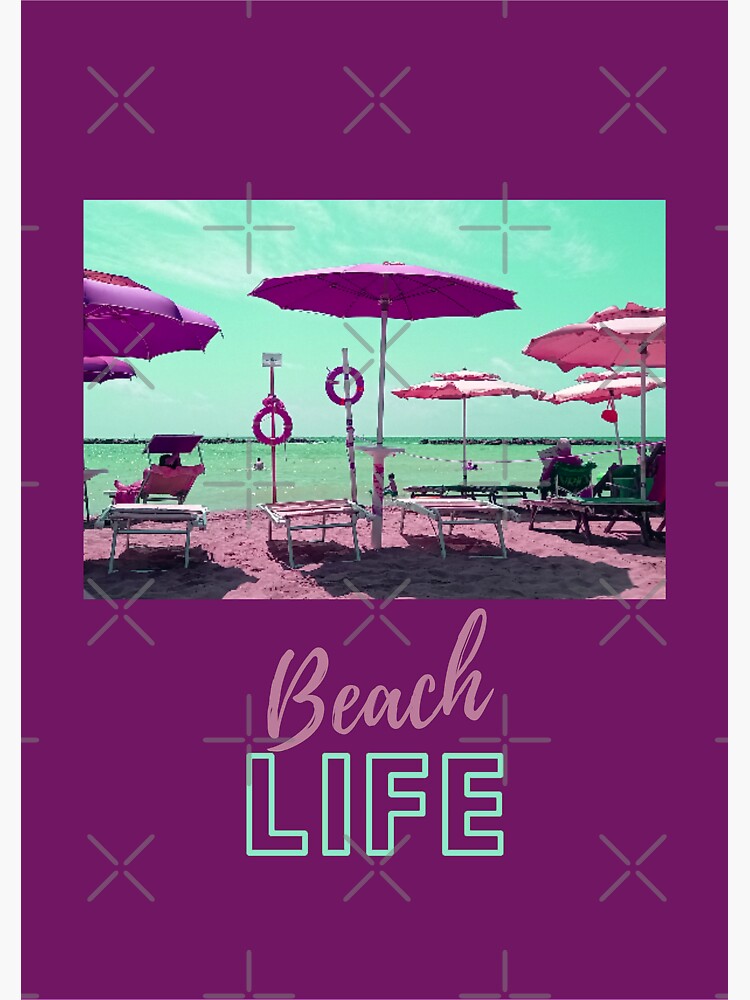 "BEACH LIFE digitally processed photo with umbrellas on the beach