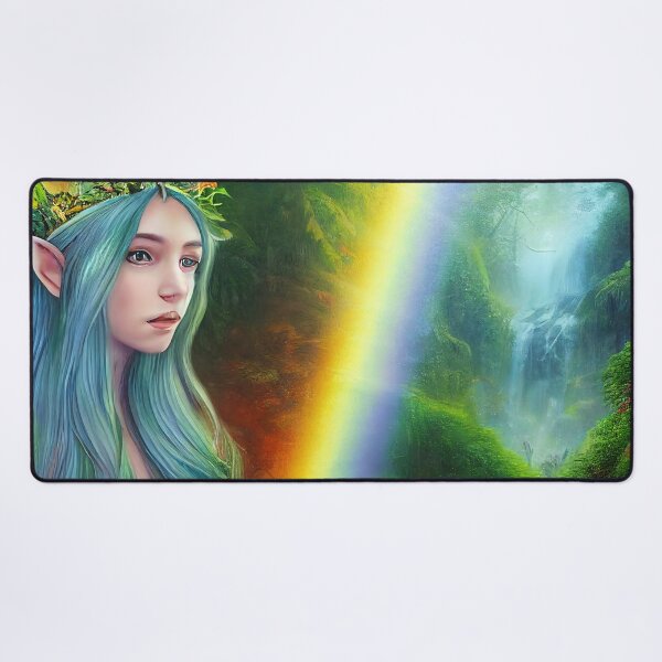 Item preview, Elven Princess Overlooking Rainbow Falls designed and sold by fairytailsaiart.