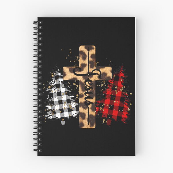 Item preview, Christmas Christian Jesus leopard Skin Cross with Plaid Christmas Trees designed and sold by ieluxury.