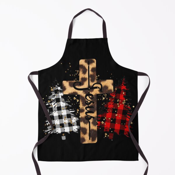 Item preview, Christmas Christian Jesus leopard Skin Cross with Plaid Christmas Trees designed and sold by ieluxury.