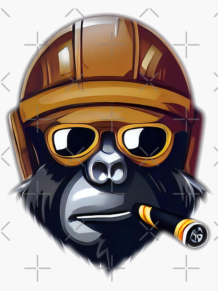 "Cool helmet smoking gorilla" Sticker for Sale by TheElement Redbubble