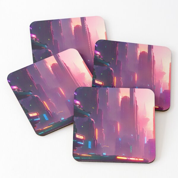 Item preview, Sunset at cyberpunk city designed and sold by Binary-Ko.