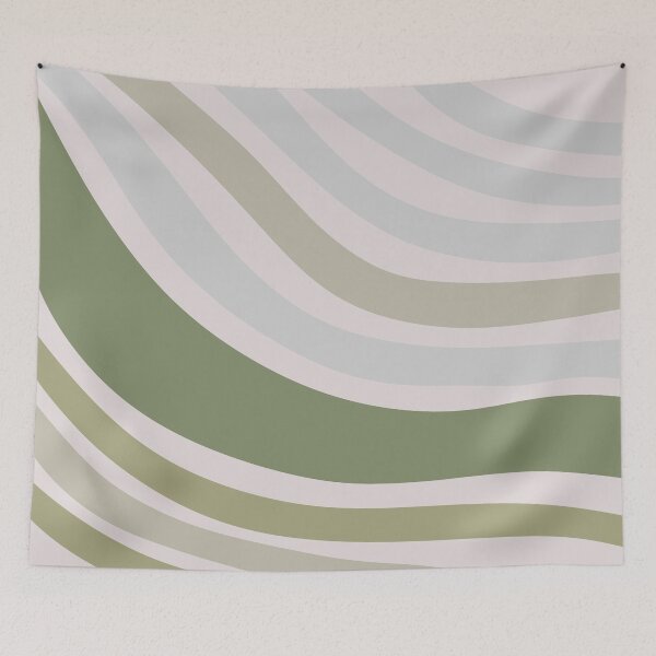 Item preview, Colorful Swirl Wavy Lines Maximalist Pattern Retro Style Cute Aesthetic Green & Muted Green designed and sold by scorpiolane.