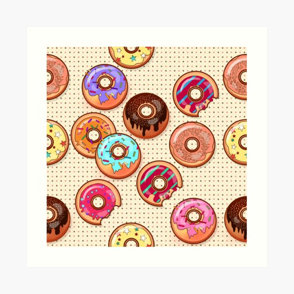 I Love Donuts Yummy Baked Goodies Sugary Sweet Art Print