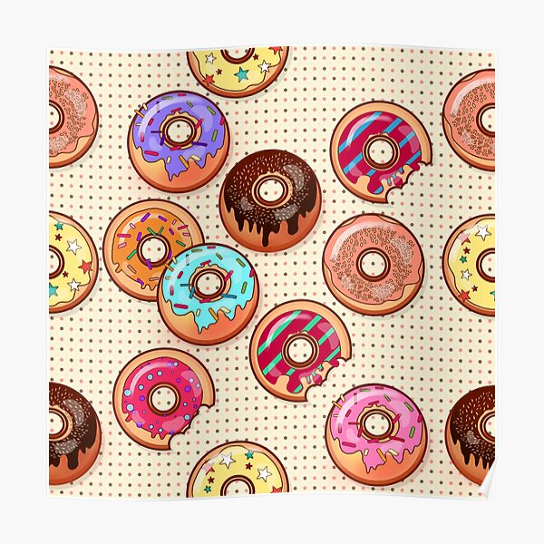 I Love Donuts Yummy Baked Goodies Sugary Sweet Poster