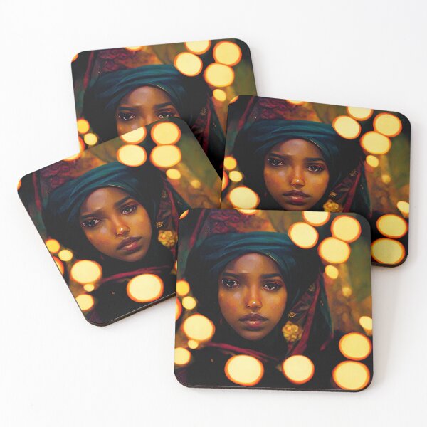 Item preview, somali hijabi muslim girl volumetric lighting beautiful warm bokeh light designed and sold by VintageSomalia.