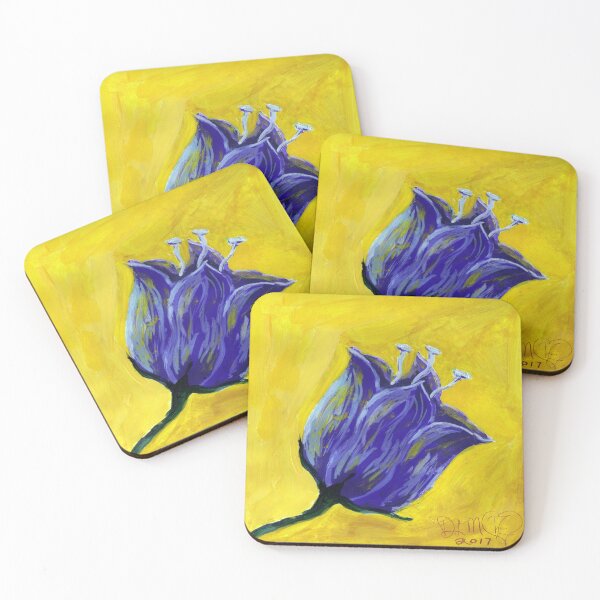 Item preview, Purple tulip on yellow, acrylic painting designed and sold by Dawna Morton.