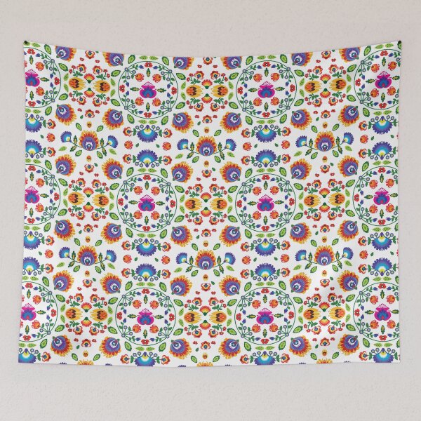 Item preview, Folklore flowers on beautiful classy white background designed and sold by FK-UK.