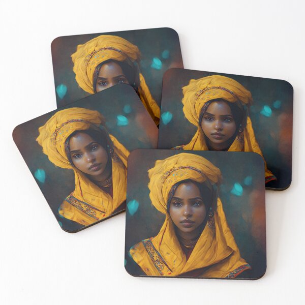 Item preview, somali woman in traditional yellow dress volumetric lighting  designed and sold by VintageSomalia.