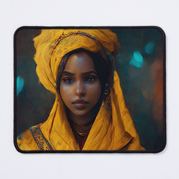 Item preview, somali woman in traditional yellow dress volumetric lighting  designed and sold by VintageSomalia.