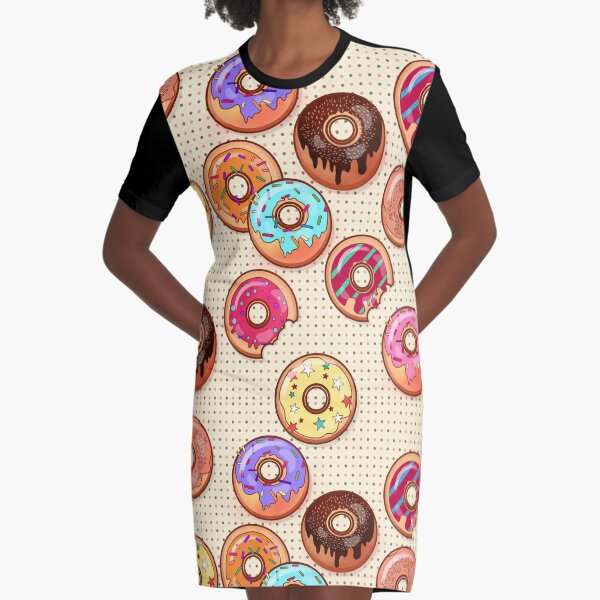 I Love Donuts Yummy Baked Goodies Sugary Sweet Graphic T-Shirt Dress