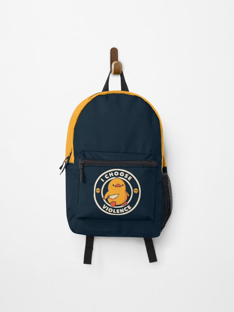 Thumbnail 1 of 3, Backpack, I Choose Violence Funny Duck by Tobe Fonseca designed and sold by tobiasfonseca.