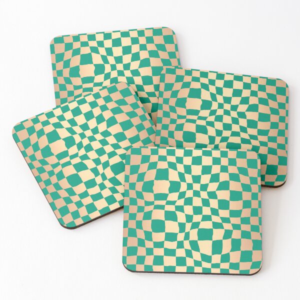 Item preview, Elegant Green and Gold Warped Checker Pattern designed and sold by Julie Erin Designs.