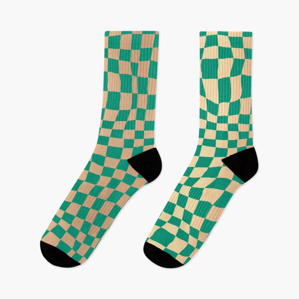 Item preview, Elegant Green and Gold Warped Checker Pattern designed and sold by Julie Erin Designs.