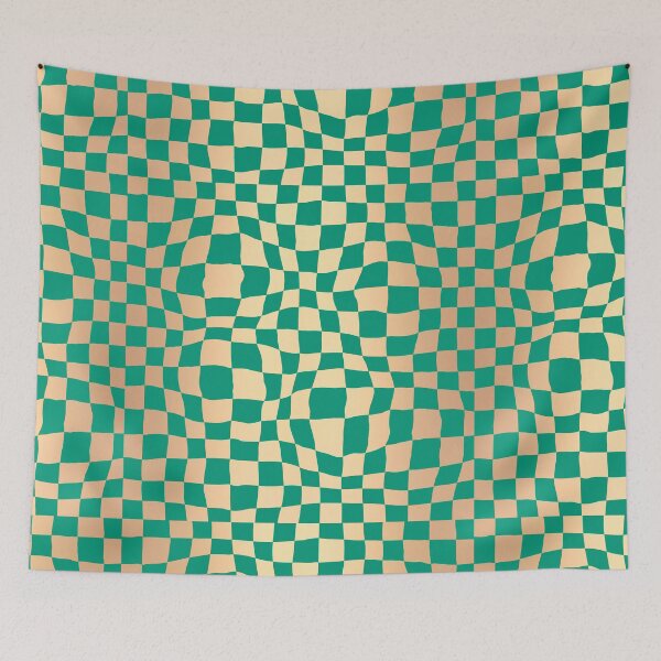 Item preview, Elegant Green and Gold Warped Checker Pattern designed and sold by Julie Erin Designs.