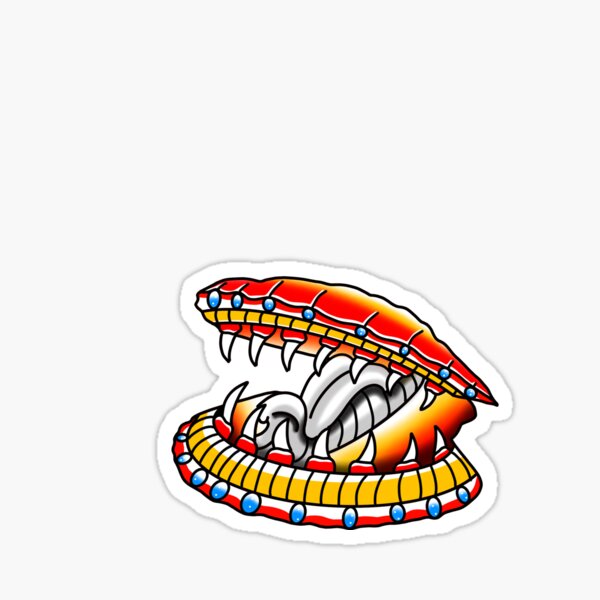 American Traditional Scallop Sticker For Sale By Spooky Trad Art