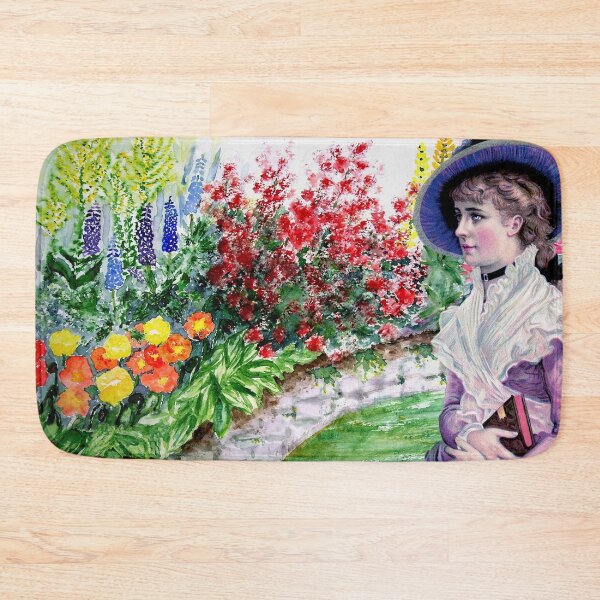Item preview,  botanist lady portrait admiring the flowers designed and sold by JDFernandez.