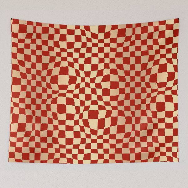 Item preview, Elegant Red and Gold Warped Checker Pattern designed and sold by Julie Erin Designs.