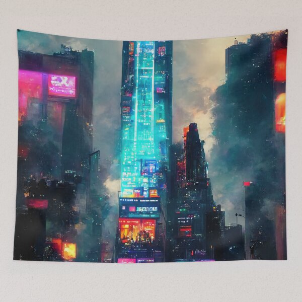 Item preview, "New Dystopia" by VentureArt New York City Cyberpunk Futuristic - Neon Lights designed and sold by VentureArtCo.