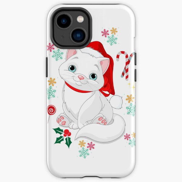 Cute cat santa with christmas iPhone Tough Case