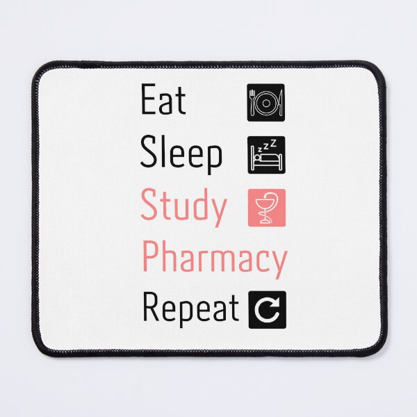 Artikelvorschau, Essen, Schlafen, Studieren, Pharmazie, Wiederholen entworfen und verkauft von Shahd Design.