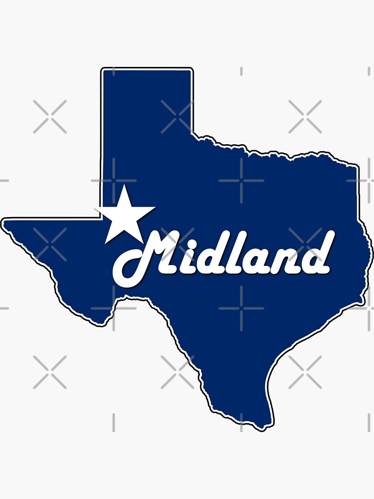 "Midland Texas Navy Blue Lone Star State Map Texan" Sticker for Sale by SportsStars Redbubble