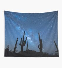 Milky Way Skyscape in the Desert Full with Succulents Wall Tapestry