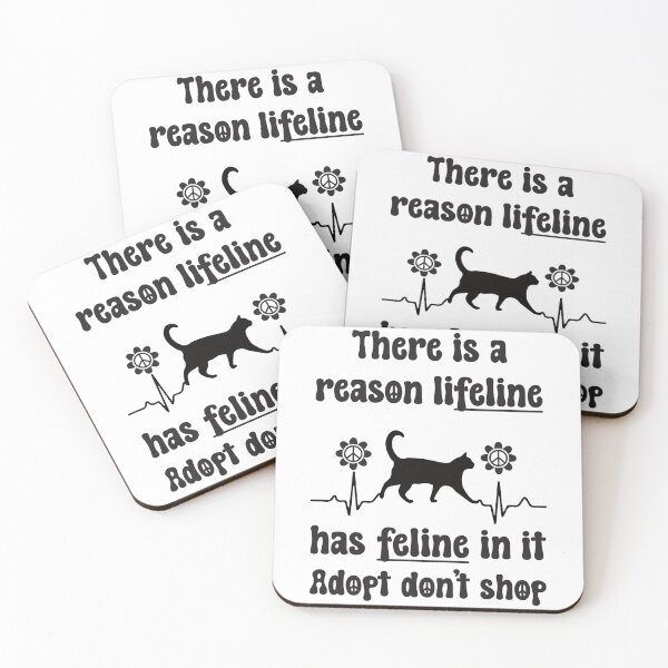 Item preview, There is a reason lifeline has feline in it Adopt don't shop Black & white peace flowers designed and sold by JoyOfHopeStore.