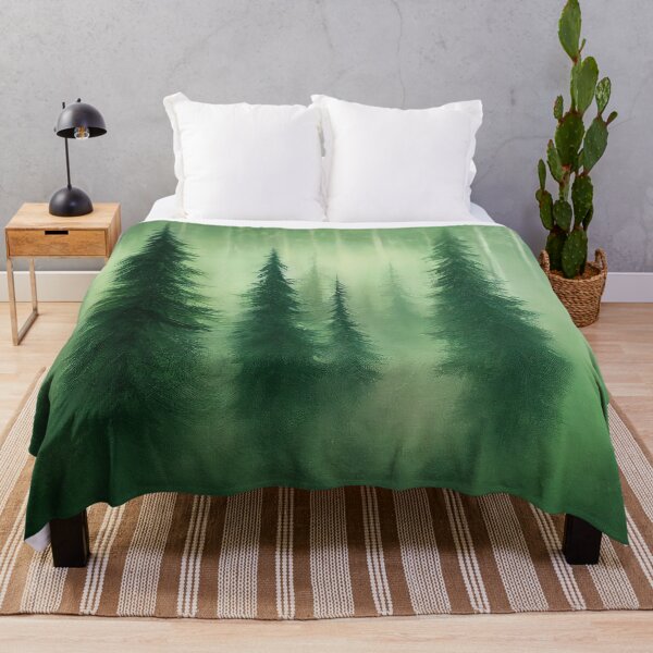 Item preview, "Pine and Fog" by VentureArt - Realism Forest Landscape Acrylic Painting designed and sold by VentureArtCo.