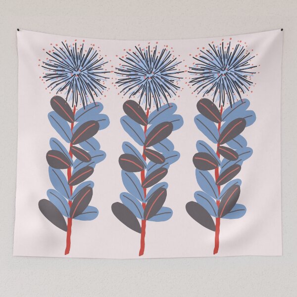 Item preview, Retro mod blue stylized floral  designed and sold by FrancesPoff.